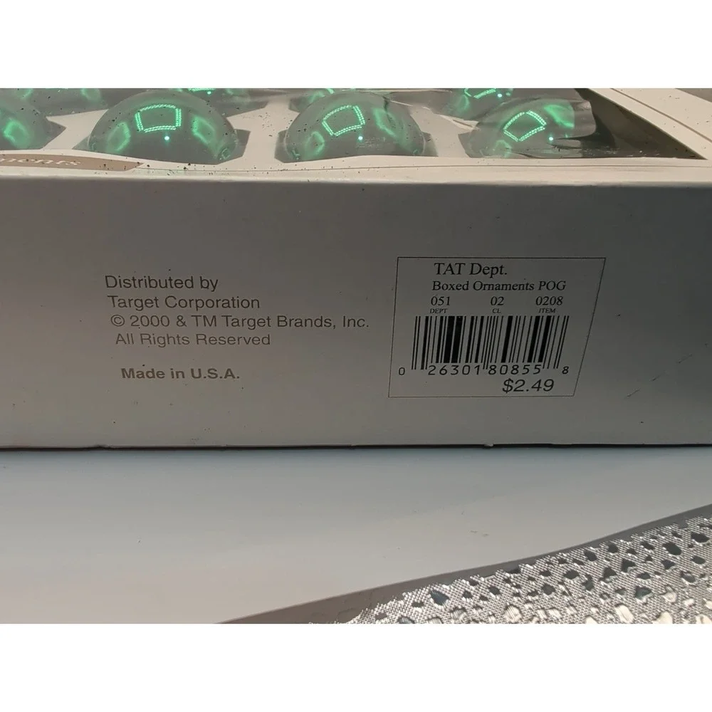 Vtg Target 2000 Glass Ornaments Box of 18 Emerald Green Unused Made in USA